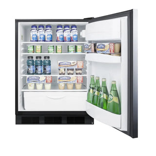 Summit FF6BK7SSHH 24" Wide All-Refrigerator with Stainless Steel Wrapped Door and Horizontal Handle, 5.5 cu.ft.