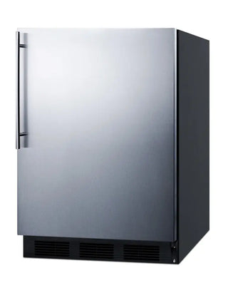 Summit FF6BKBI7SSHV 24" Wide Built-In All-Refrigerator with Stainless Steel Wrapped Door and Vertical Handle, 5.5 cu.ft.