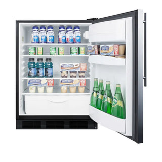 Summit FF6BKBI7SSHV 24" Wide Built-In All-Refrigerator with Stainless Steel Wrapped Door and Vertical Handle, 5.5 cu.ft.