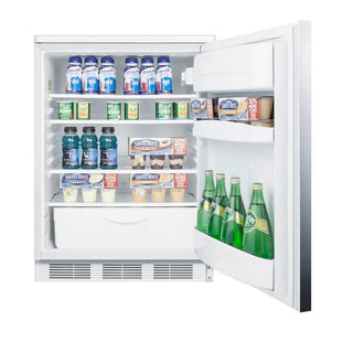Summit FF6LW7SSHH 24" Wide All-Refrigerator with Stainless Steel Wrapped Door and Horizontal Handle, 5.5 cu.ft.
