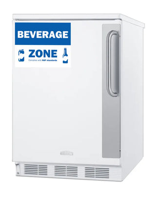 Summit FF6W7BZLHD 24" Wide All-Refrigerator NSF-7 Approved with Stainless Steel Towel Bar Handle and Left Hand Swing, 5.5 cu.ft.