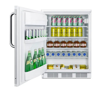 Summit FF6W7BZLHD 24" Wide All-Refrigerator NSF-7 Approved with Stainless Steel Towel Bar Handle and Left Hand Swing, 5.5 cu.ft.