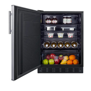 Summit FF708BL7SSLHD 24" Wide All-Refrigerator, Left Hand Door Swing, 5.1 cu.ft. with Stainless Steel Door