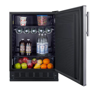Summit FF708BLSSRS 24" Wide All-Refrigerator with Adjustable Height and Stainless Steel Door, 5.3 cu.ft.