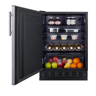 Summit FF708BLSSRSLHD 24" Wide All-Refrigerator with Adjustable Height and Left Hand Swing, 5.3 cu.ft.