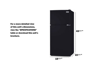 Summit FF713B 19" Wide Top Mount Refrigerator-Freezer ADA Compliant, Black, 4.3 cu.ft. 