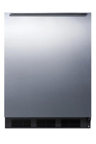 Summit FF7BKBISSHH 24" Wide Built-In Stainless Steel All-Refrigerator Commercial NSF-7, Black Cabinet