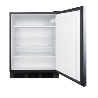 Summit FF7BKBISSHH 24" Wide Built-In Stainless Steel All-Refrigerator Commercial NSF-7, Black Cabinet