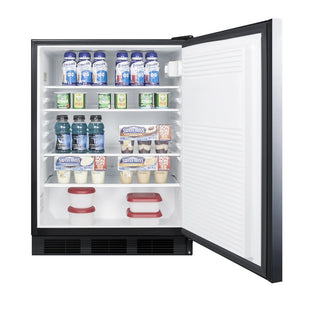 Summit FF7BKBISSHHADA 24" Wide Built-In ADA Stainless Steel All-Refrigerator Commercial NSF-7, Black Cabinet, 5.5 cu.ft.