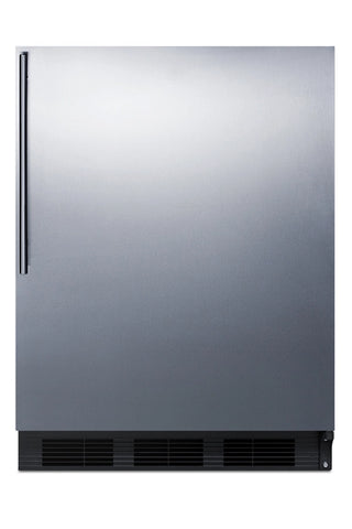 Summit FF7BKBISSHV 24" Wide Built-In Stainless Steel All-Refrigerator Commercial NSF-7, Black Cabinet, 5.5 cu.ft. 