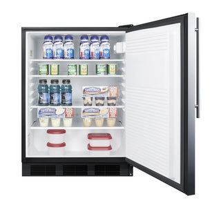 Summit FF7BKBISSHV 24" Wide Built-In Stainless Steel All-Refrigerator Commercial NSF-7, Black Cabinet, 5.5 cu.ft. 
