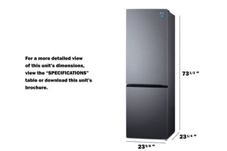 Summit FFBF1031PL 24" Wide 10.5 cu. ft. Bottom-Mount Refrigerator, Counter Depth, Stainless Steel 