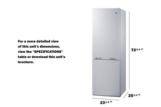 Summit FFBF121W 24" Wide 11.7 cu. ft. Bottom-Mount Refrigerator-Freezer, White