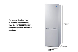Summit FFBF121WLHD 24" Wide 11.7 cu. ft. Bottom-Mount Refrigerator-Freezer ENERGY STAR, Left-Hand Door, White