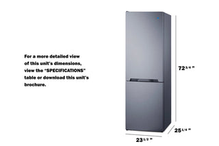 Summit FFBF124SSIMLHD 24" Wide 11.7 cu. ft. Bottom Mount Refrigerator-Freezer with Icemaker 