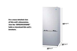 Summit FFBF151W 28" Wide 15.1 cu. ft. ENERGY STAR Bottom-Mount Refrigerator-Freezer, White