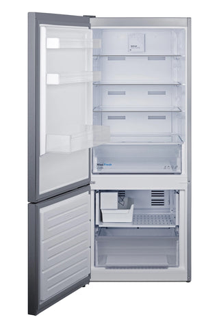 Summit FFBF154SSIMLHD 28" Wide 15.1 cu. ft. Bottom Mount Refrigerator-Freezer with Icemaker, Stainless Steel