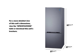 Summit FFBF154SSIMLHD 28" Wide 15.1 cu. ft. Bottom Mount Refrigerator-Freezer with Icemaker, Stainless Steel