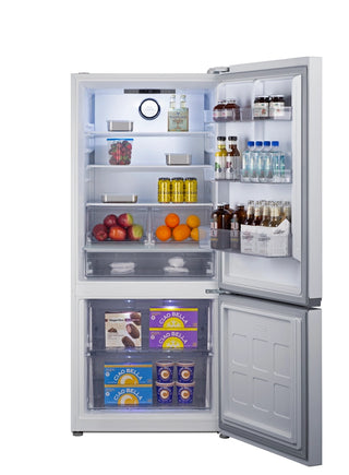 Summit FFBF172W 30" Wide 16.1 cu. ft. Bottom Mount Refrigerator-Freezer, Counter Depth, ENERGY STAR Certified