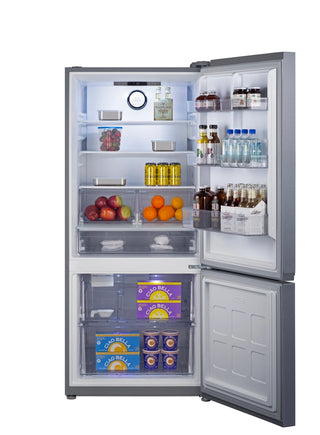 Summit FFBF174SSIM 30" Wide 16.1 cu.ft. Bottom Freezer Refrigerator with Icemaker, Counter Depth