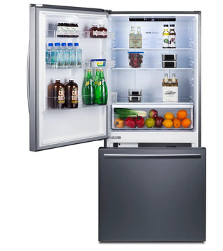 Summit FFBF179SSIMLHD 31" Wide Bottom Freezer Refrigerator with Icemaker and Left Hand Door Swing, 17.2 cu.ft.