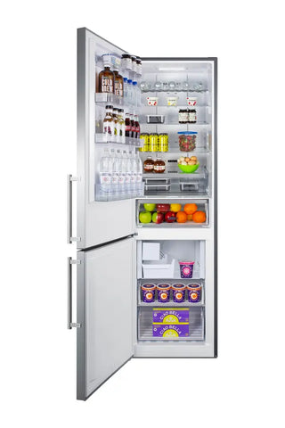 Summit FFBF181ES2IMLHD 24" Wide Bottom Freezer Refrigerator with Icemaker and Left Hand Door Swing, 11.7 cu.ft.
