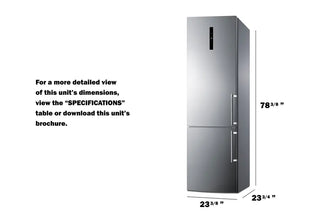 Summit FFBF181ES2IMLHD 24" Wide Bottom Freezer Refrigerator with Icemaker and Left Hand Door Swing, 11.7 cu.ft.