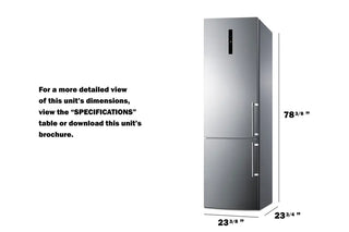 Summit FFBF181ES2LHD 24" Wide Bottom Freezer Refrigerator with Left Hand Door Swing, 11.7 cu.ft.