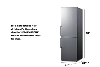Summit FFBF235PL 24" Wide Bottom Freezer Refrigerator ENERGY STAR Certified, 10.8 cu.ft.