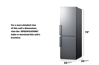 Summit FFBF235PLIM 24" Wide 10.8 cu.ft. Bottom Freezer Refrigerator with Icemaker Counter Depth
