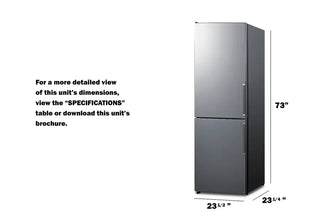 Summit FFBF235PLLHD 24" Wide Bottom Freezer Refrigerator with Left Hand Door Swing, 10.8 cu.ft.