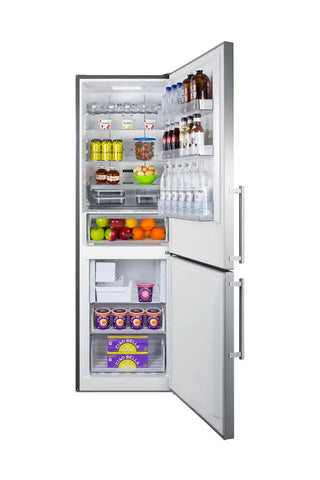 Summit FFBF249SS2IM 24" Wide Bottom Freezer Refrigerator with Factory-Installed Icemaker, 10.6 cu.ft.