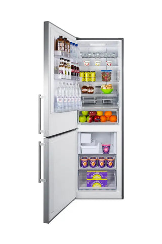 Summit FFBF249SS2IMLHD 24" Wide Bottom Freezer Refrigerator with Icemaker and Left Hand Door Swing, 10.6 cu.ft.