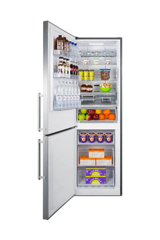 Summit FFBF249SS2LHD 24" Wide Bottom Freezer Refrigerator with Left Hand Door Swing, 10.6 cu.ft.