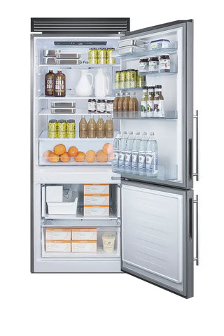 Summit FFBF279SSXIMH72 28" Wide Bottom Freezer Refrigerator with Icemaker and Decorative Grill, 14.6 cu.ft.