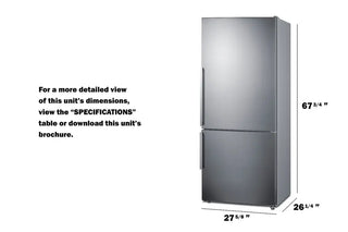 Summit FFBF283SS 28" Wide Bottom Freezer Refrigerator ENERGY STAR Certified, 14.0 cu.ft.