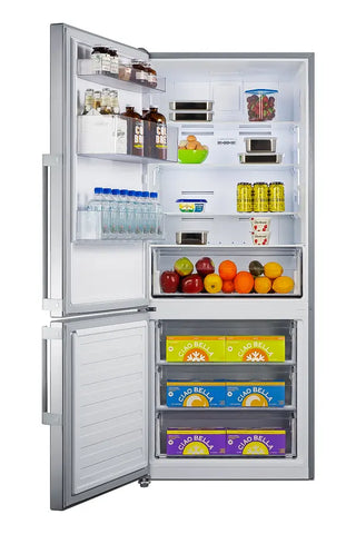 Summit FFBF283SSLHD 28" Wide Bottom Freezer Refrigerator ENERGY STAR Certified with Left Hand Door Swing, 14.0 cu.ft.
