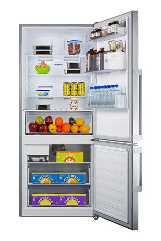 Summit FFBF284SSIM 28" Wide Bottom Freezer Refrigerator with Factory-Installed Icemaker, 13.8 cu.ft.