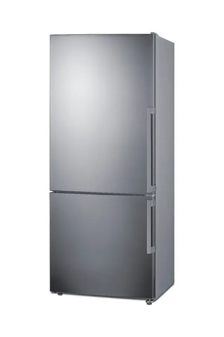 Summit FFBF284SSIMLHD 28" Wide Bottom Freezer Refrigerator with Icemaker and Left Hand Door Swing, 13.8 cu.ft.