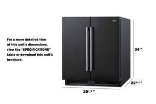 Summit FFRF3070BL 30" Wide 5.1 cu.ft. Built-In Refrigerator-Freezer, Undercounter Black