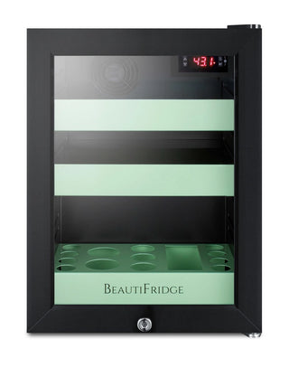 Summit LX114LG BeautiFridge 14" Wide Compact Cosmetics Cooler with Glass Door, Black, 0.85 cu.ft.