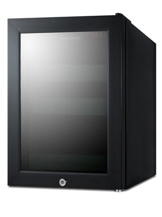 Summit LX114LGT1 BeautiFridge 14" Compact Cosmetics Cooler with Mirror-Tinted Glass Door, Black, 0.85 cu.ft. 