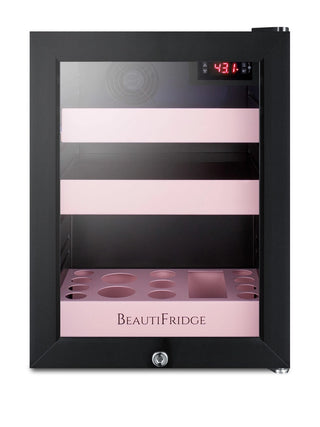 Summit LX114LP BeautiFridge 14" Compact Cosmetics Cooler with Glass Door, Matte Blush Pink Shelving