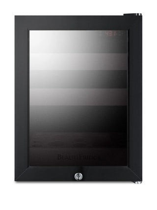 Summit LX114LPT1 BeautiFridge 14`` Compact Cosmetics Cooler with Mirror-Tinted Glass Door, Matte Blush Pink Shelving