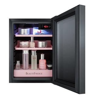 Summit LX114LPT1 BeautiFridge 14`` Compact Cosmetics Cooler with Mirror-Tinted Glass Door, Matte Blush Pink Shelving