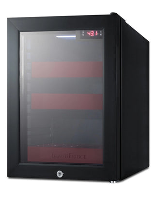 Summit LX114LR BeautiFridge 14" Compact Cosmetics Cooler with Glass Door, Glossy Ruby Shelving, 0.85 cu.ft.
