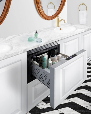 Summit LX1D BeautiFridge 18" Wide Built-In Cosmetics Refrigerated Drawer, Stainless Steel, 0.8 cu.ft.  