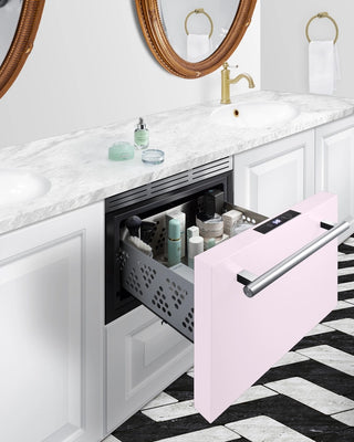 Summit LX1DP BeautiFridge 18" Wide Built-In Cosmetics Refrigerated Drawer, Blush Pink, 0.8 cu.ft. 
