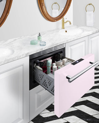 Summit LX1DP BeautiFridge 18" Wide Built-In Cosmetics Refrigerated Drawer, Blush Pink, 0.8 cu.ft. 