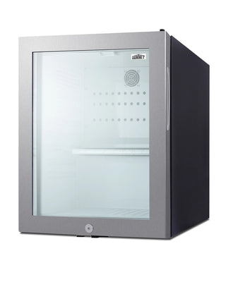Summit MB13GLSS 16" Wide Compact Glass Door Minibar Refrigerator, 0.9 cu.ft., Black 